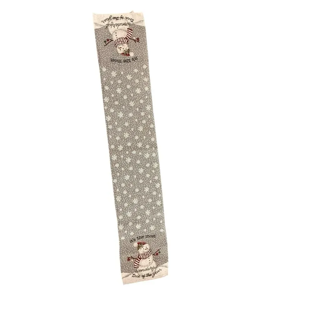 Table Runner Tapestry Snowman Holiday Decor Snow Winter Christmas